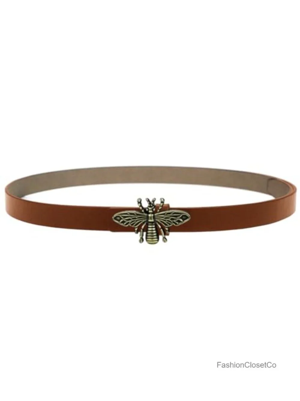Vintage Copper Bee Buckle Full Grain Cowhide Leather Waist Belt 0.7